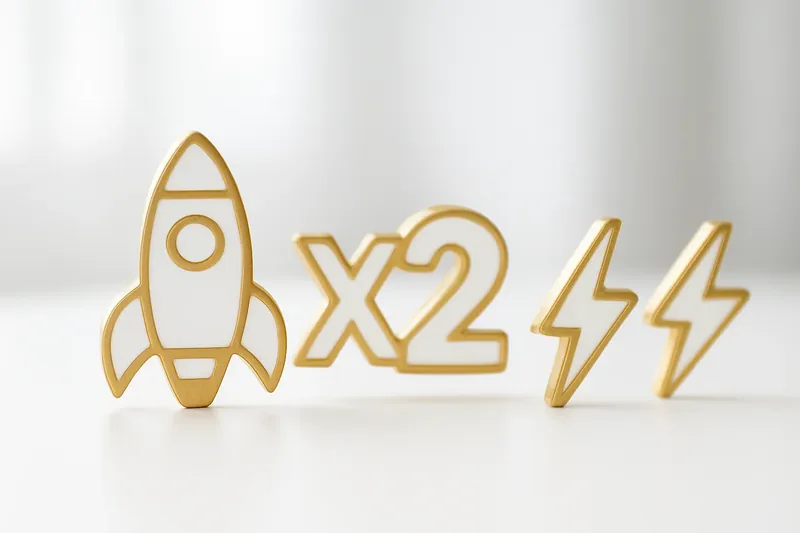 Gold and white instant game icons with rocket, multiplier, and lightning bolts