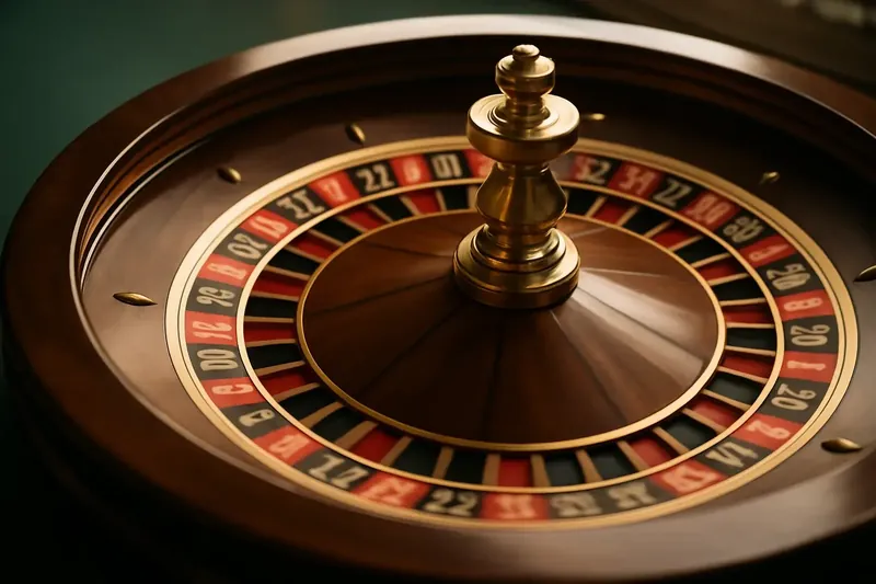 Close-up of live roulette wheel spinning in dramatic casino lighting